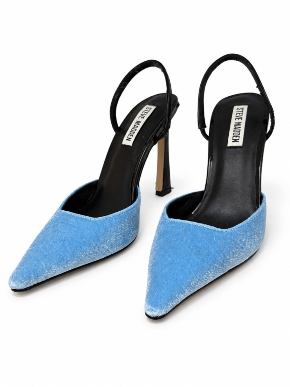 Steve Madden Light Blue Velvet Pointed Slingback Heels